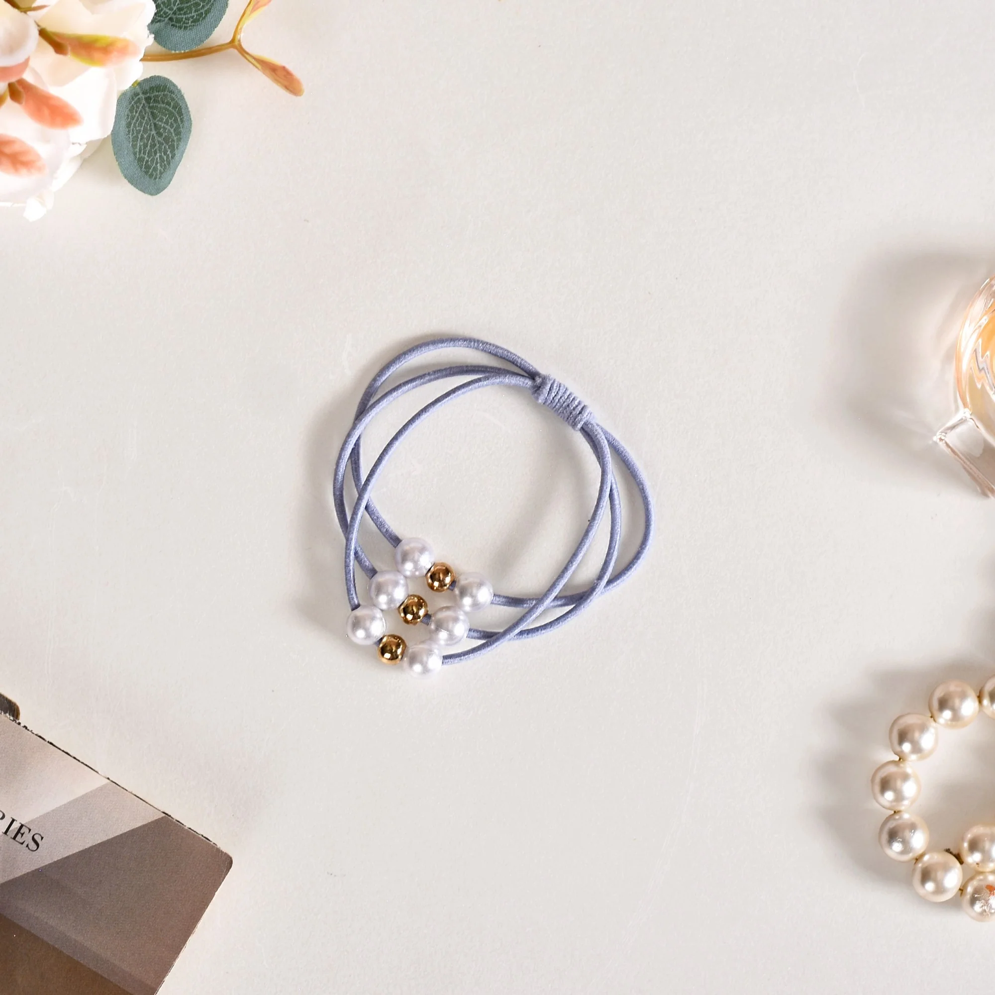 Knotted Faux Pearl Scrunchie Set Of 5 - Image 9