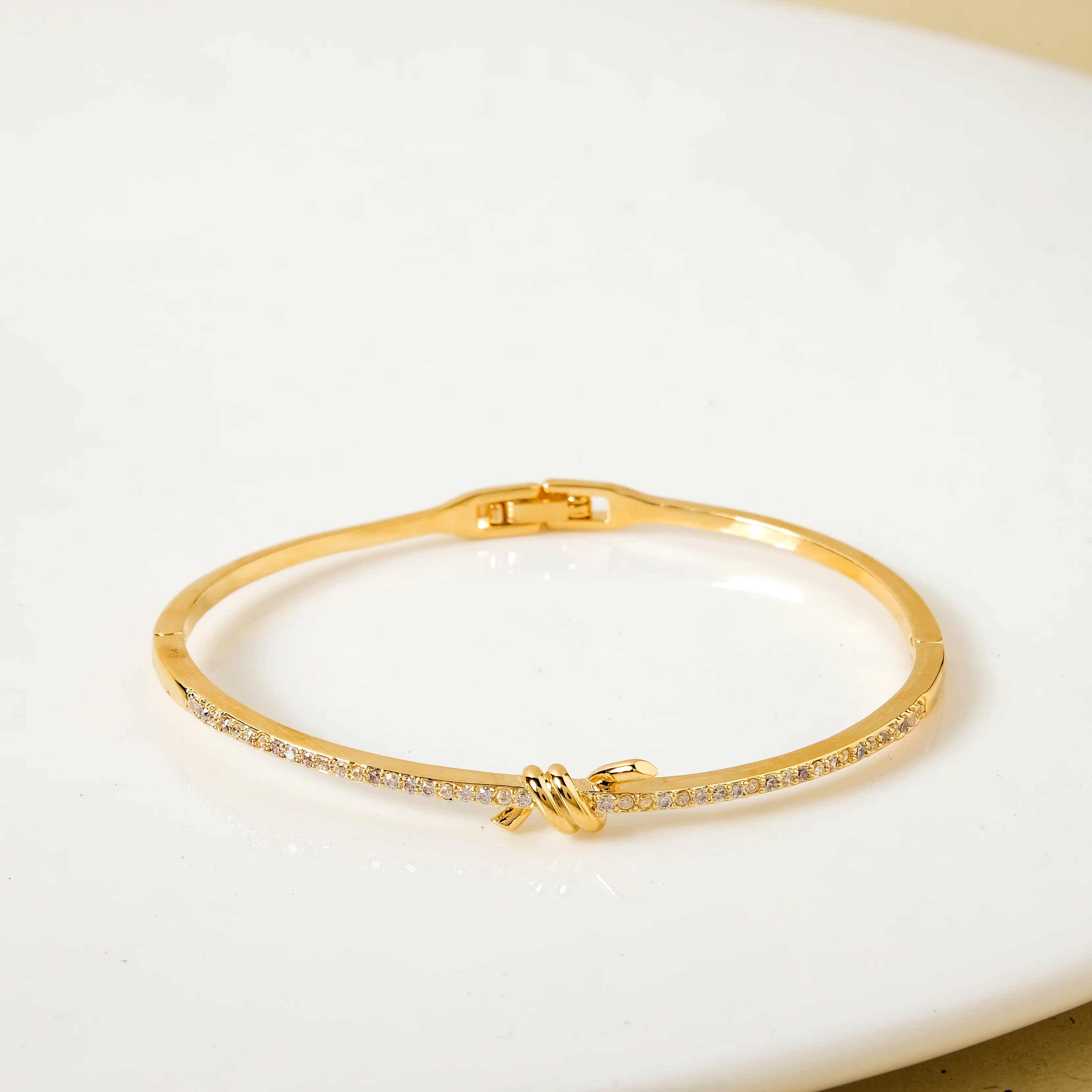 Knotted Glamour Gold Cuff Bracelet - Image 7