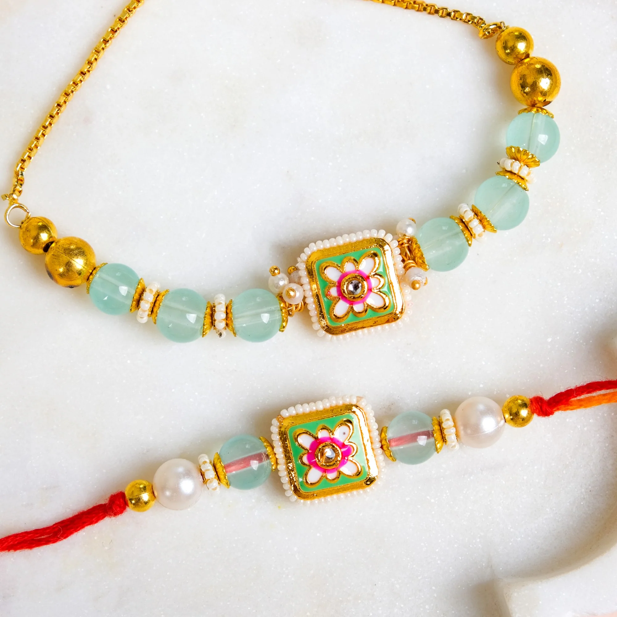 Kundan Motif Rakhi Bracelet Gift Set - Image 5