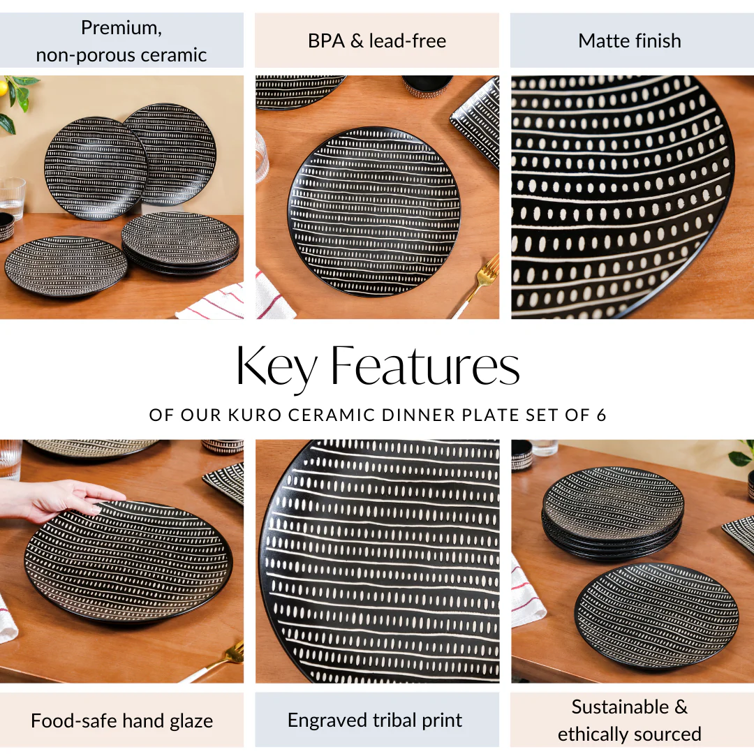 Kuro Ceramic Dinner Plate Set Of 6 11 Inch - Image 5