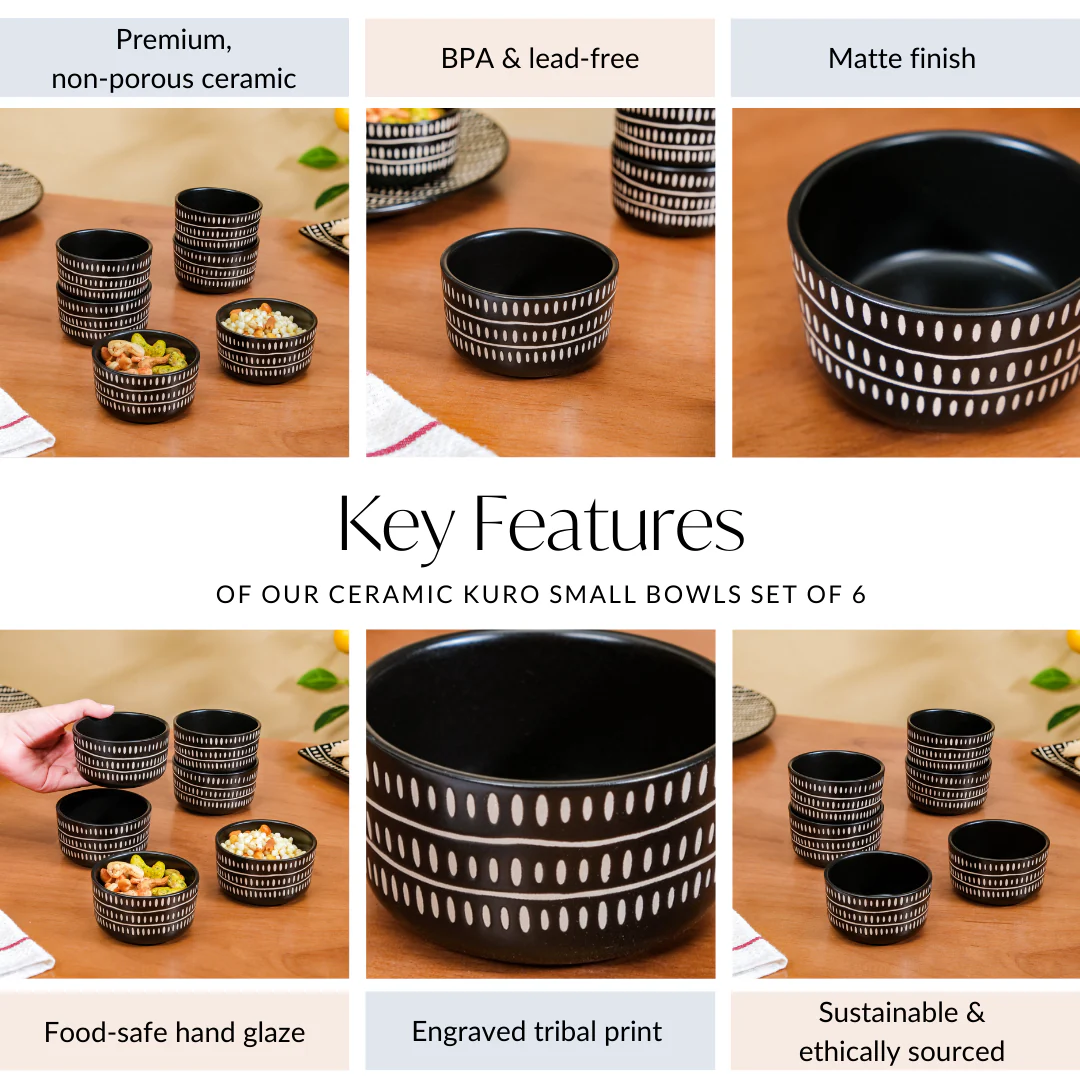 Kuro Ceramic Small Bowls Set Of 6 200ml - Image 5