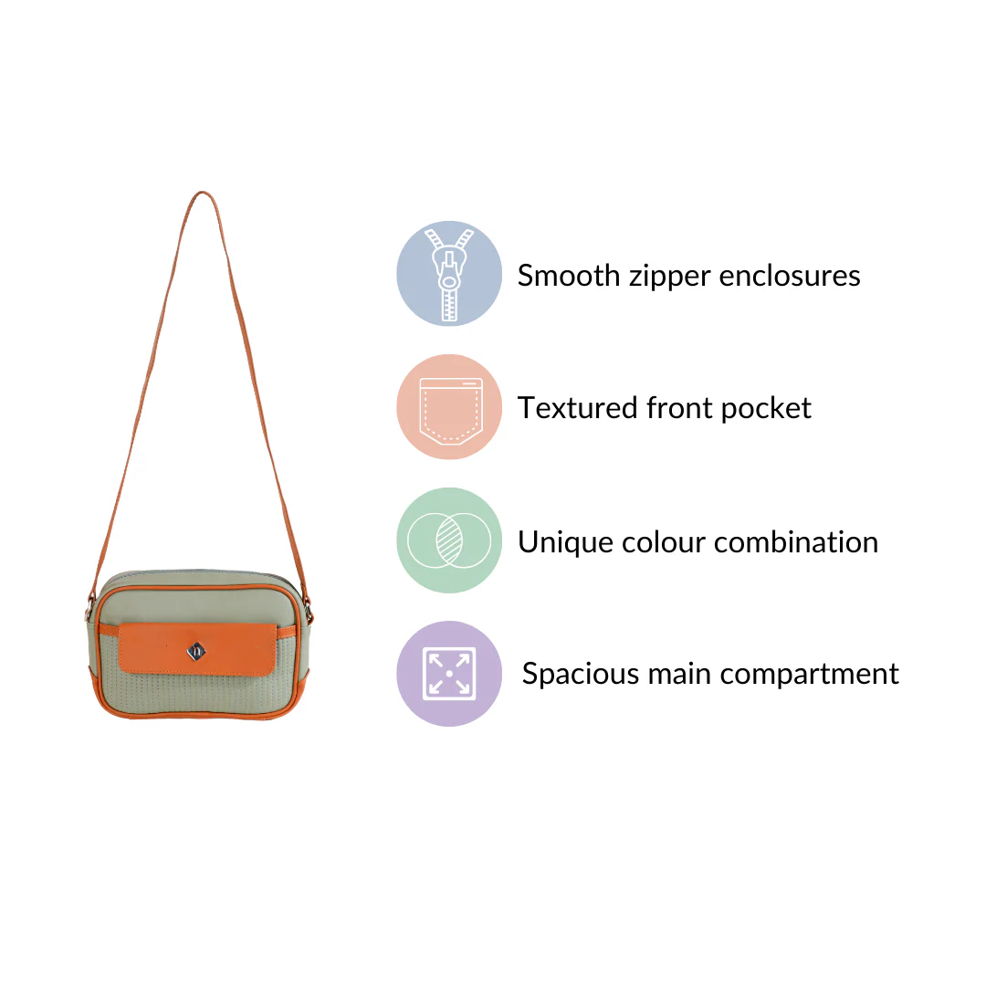 La Fusion Sling Bag For Women Sage Green Tan - Image 4