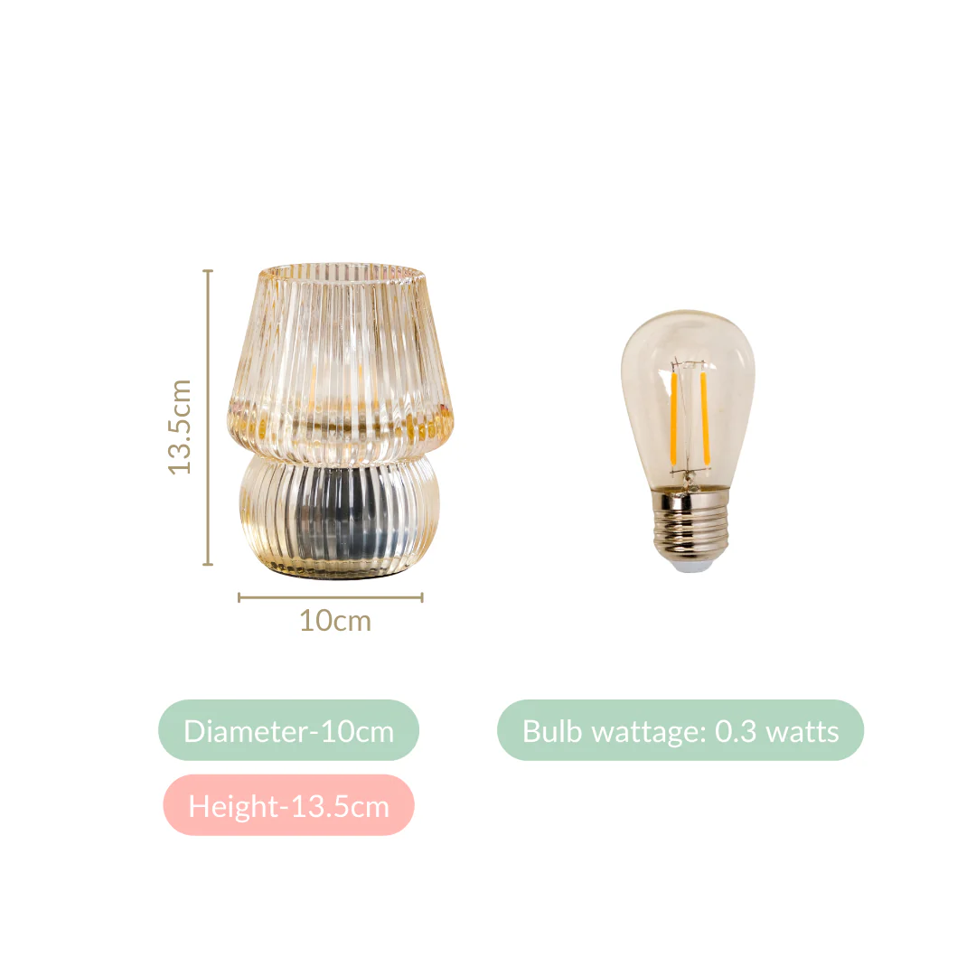 Lantern Style LED Glass Table Lamp Portable Battery Operated - Image 4