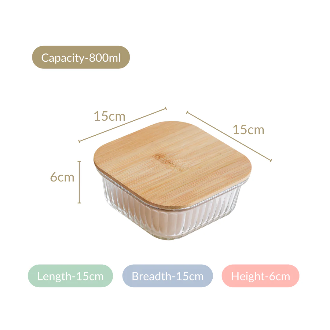Large Airtight Glass Storage Container With Wooden Lid Set Of 2 800ml - Image 5