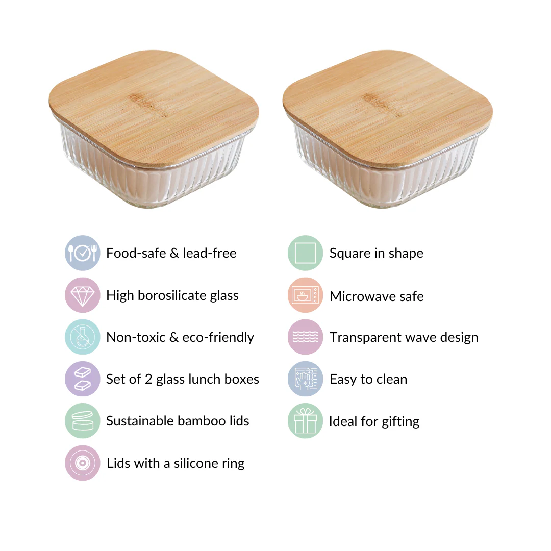 Large Airtight Glass Storage Container With Wooden Lid Set Of 2 800ml - Image 6