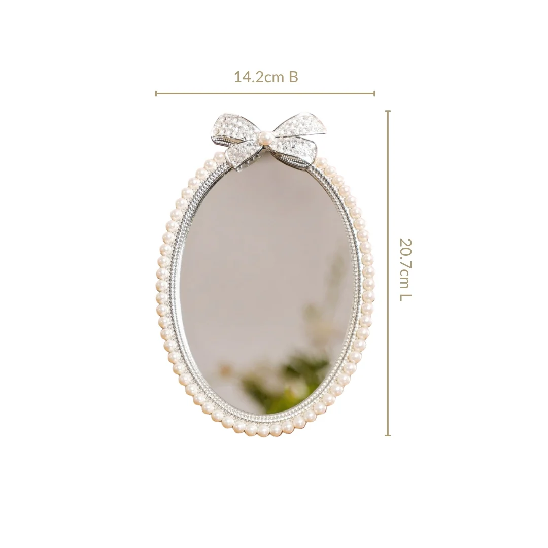 Large Bow Pearl Mirror 13x18cm - Image 4