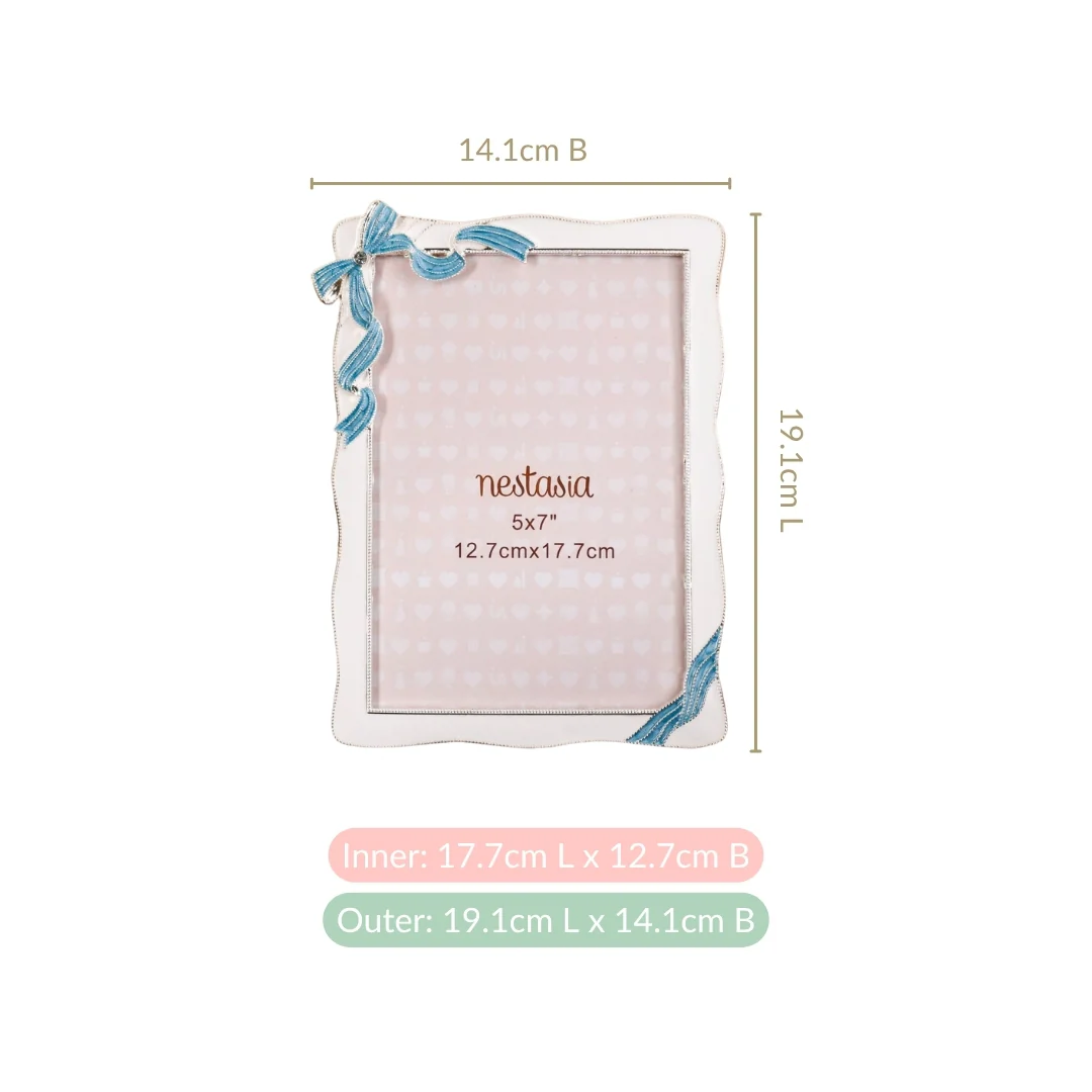 Large Dainty Blue Bow Photo Frame 13x18cm - Image 4