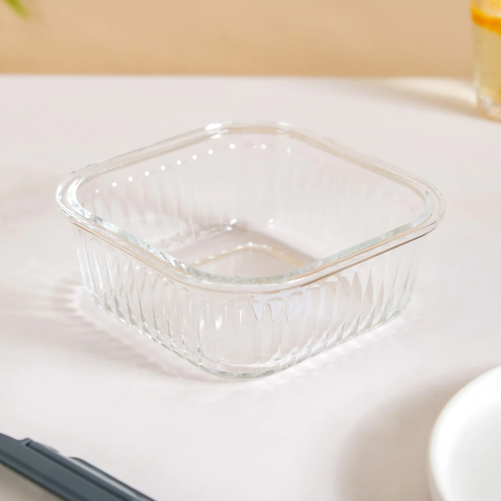 Large Fluted Glass Storage Container With Airtight Lid Set Of 2 800ml - Image 8