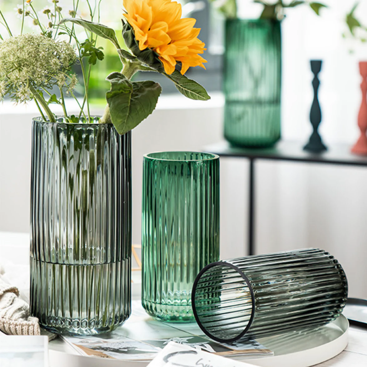 Large Glass Tube Vase - Image 2