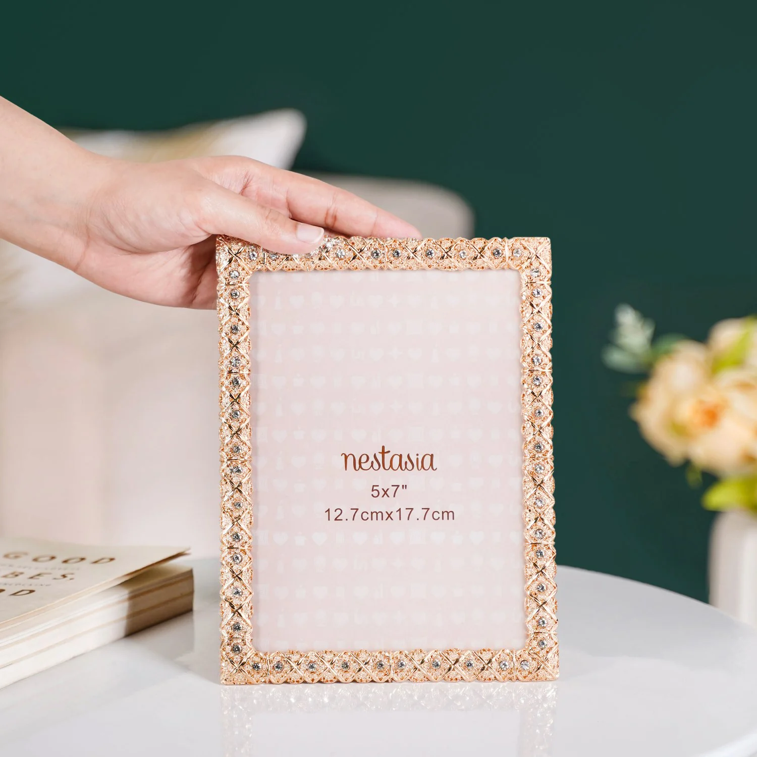 Large Regal Rhinestone Picture Frame Gold 13x18cm - Image 3