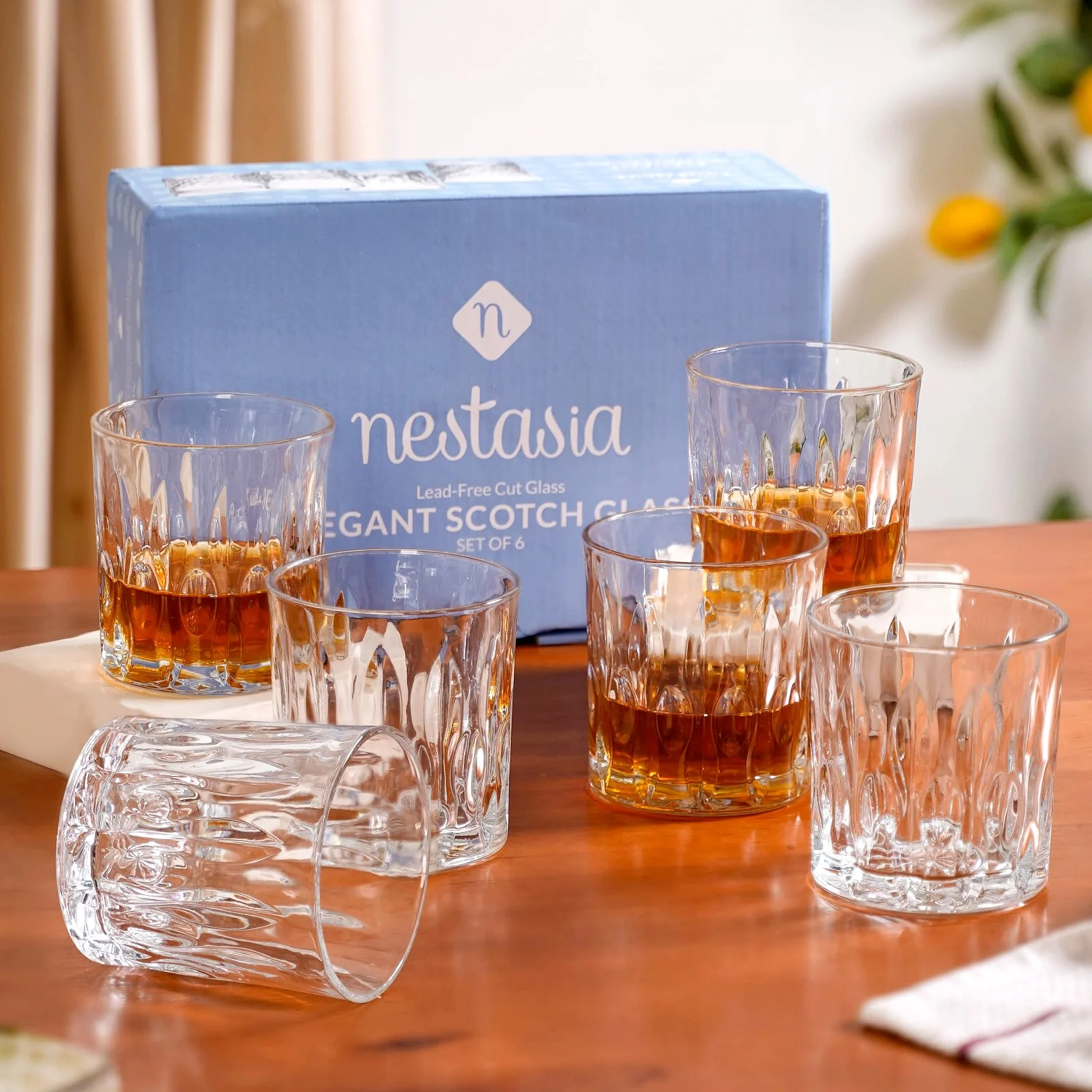Large Set Of 6 Textured Luxe Whiskey Glass 310ml - Image 2