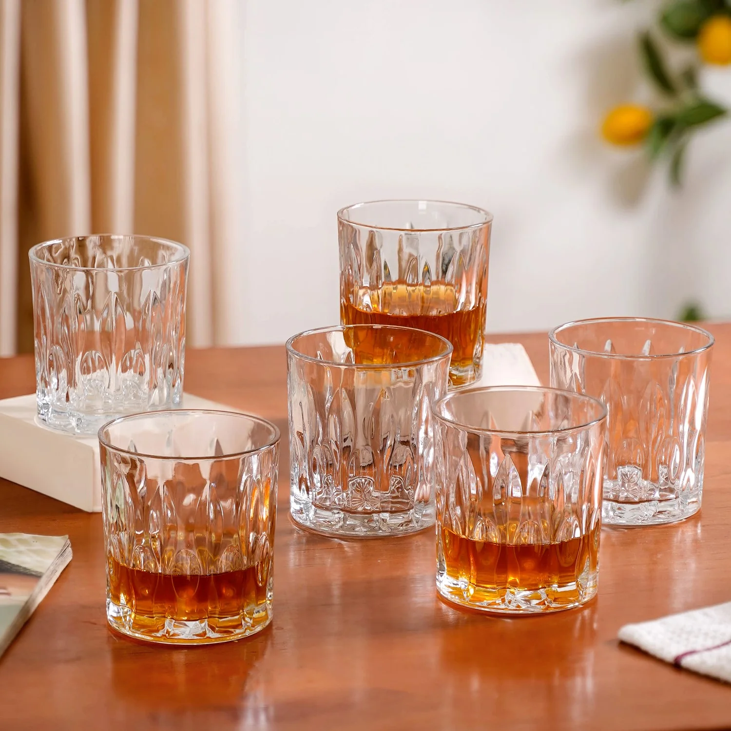 Large Set Of 6 Textured Luxe Whiskey Glass 310ml - Image 3