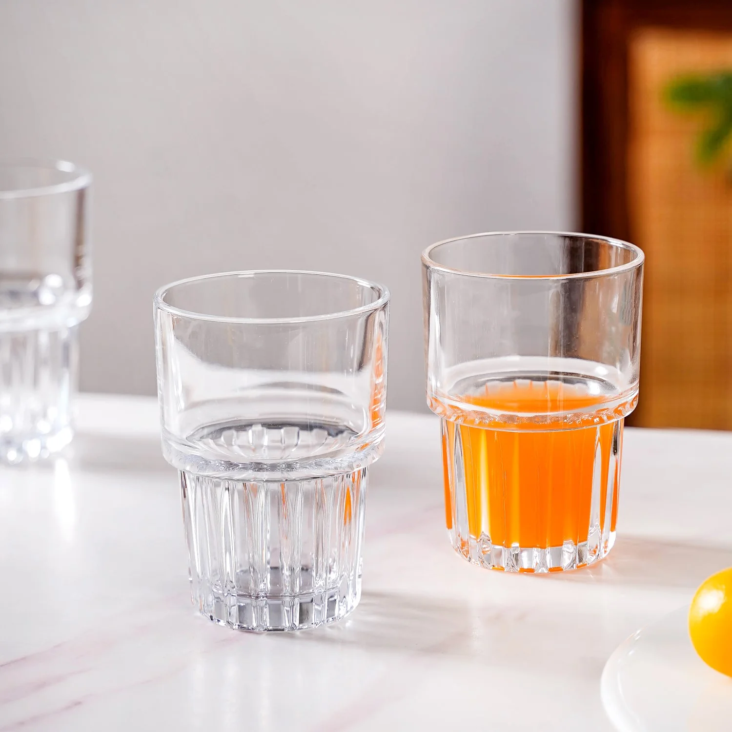Large Stackable Drinking Glass Tumblers Set Of 6 340ml - Image 7