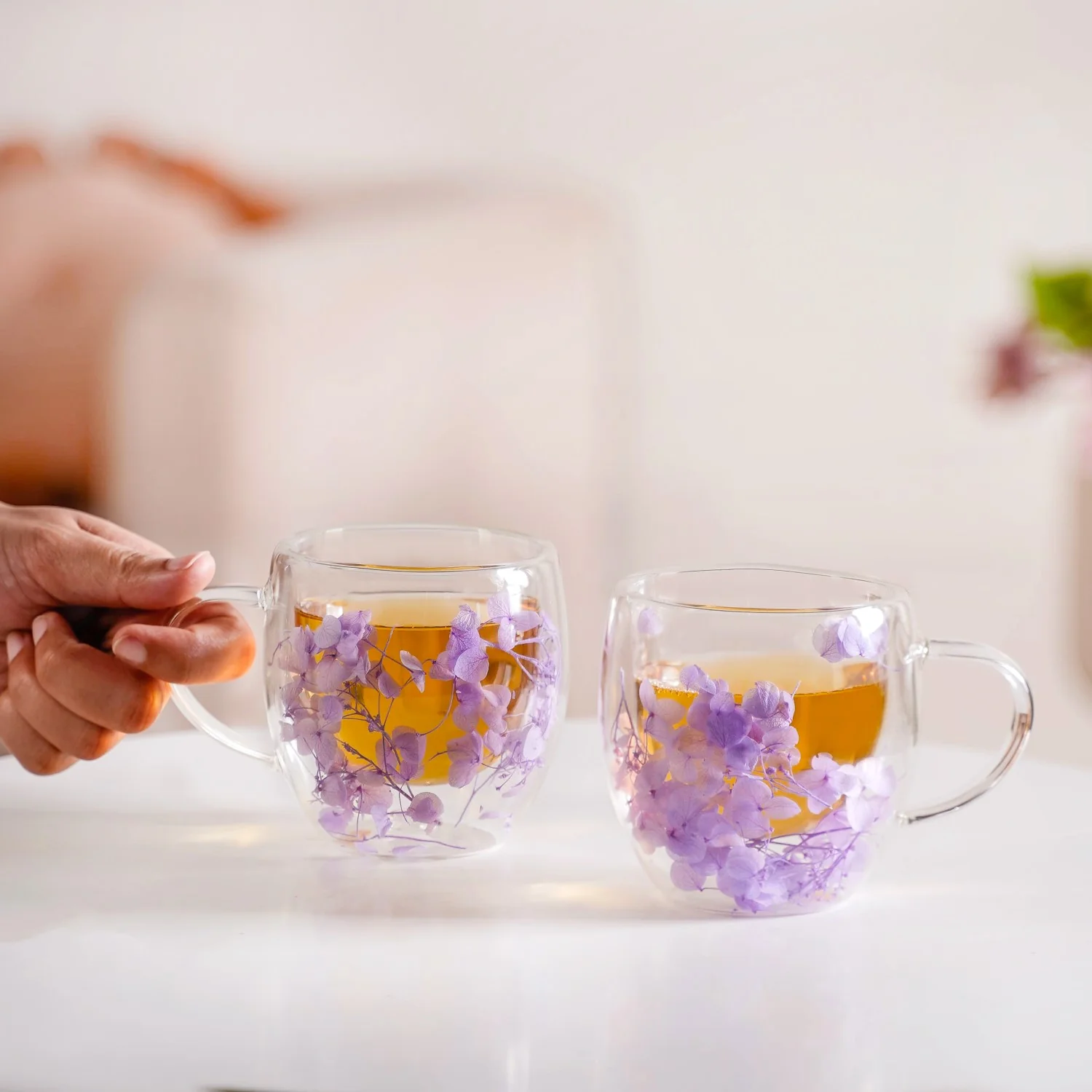 Lavender Flowers Inside Double Walled Coffee Mug Set Of 2 250ml - Image 2
