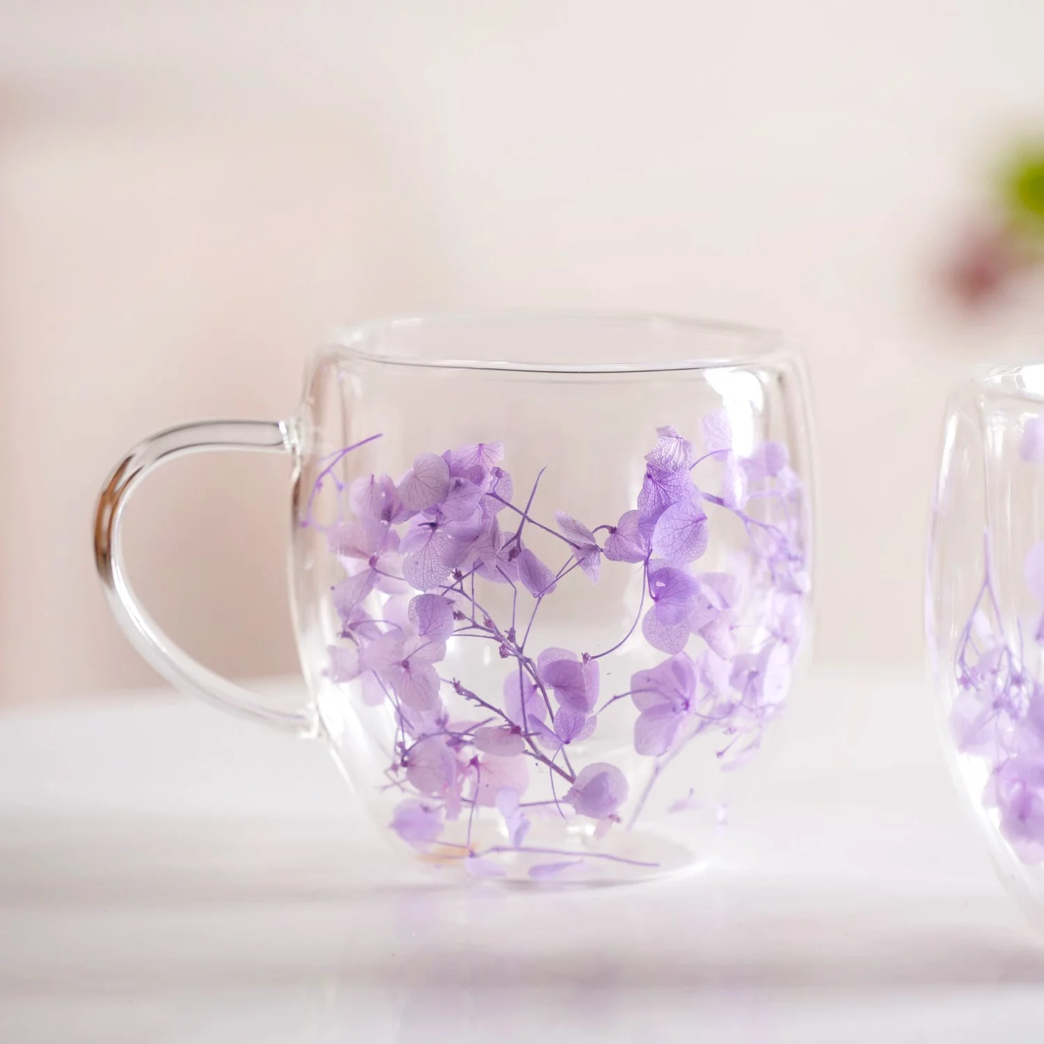 Lavender Flowers Inside Double Walled Coffee Mug Set Of 2 250ml - Image 3