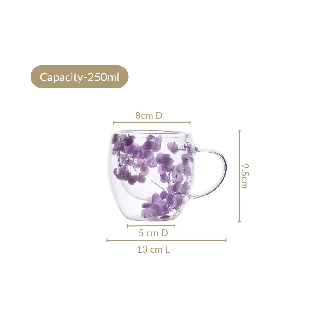 Lavender Flowers Inside Double Walled Coffee Mug Set Of 2 250ml - Image 5
