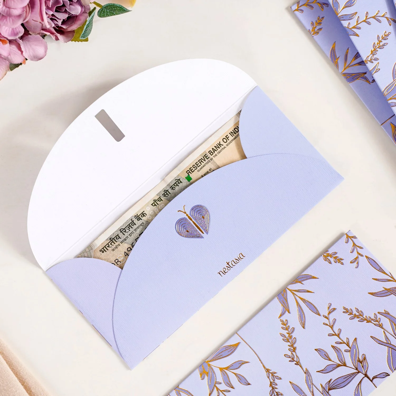 Lavender Leaf Paper Money Envelope For Weddings Set Of 12 - Image 2