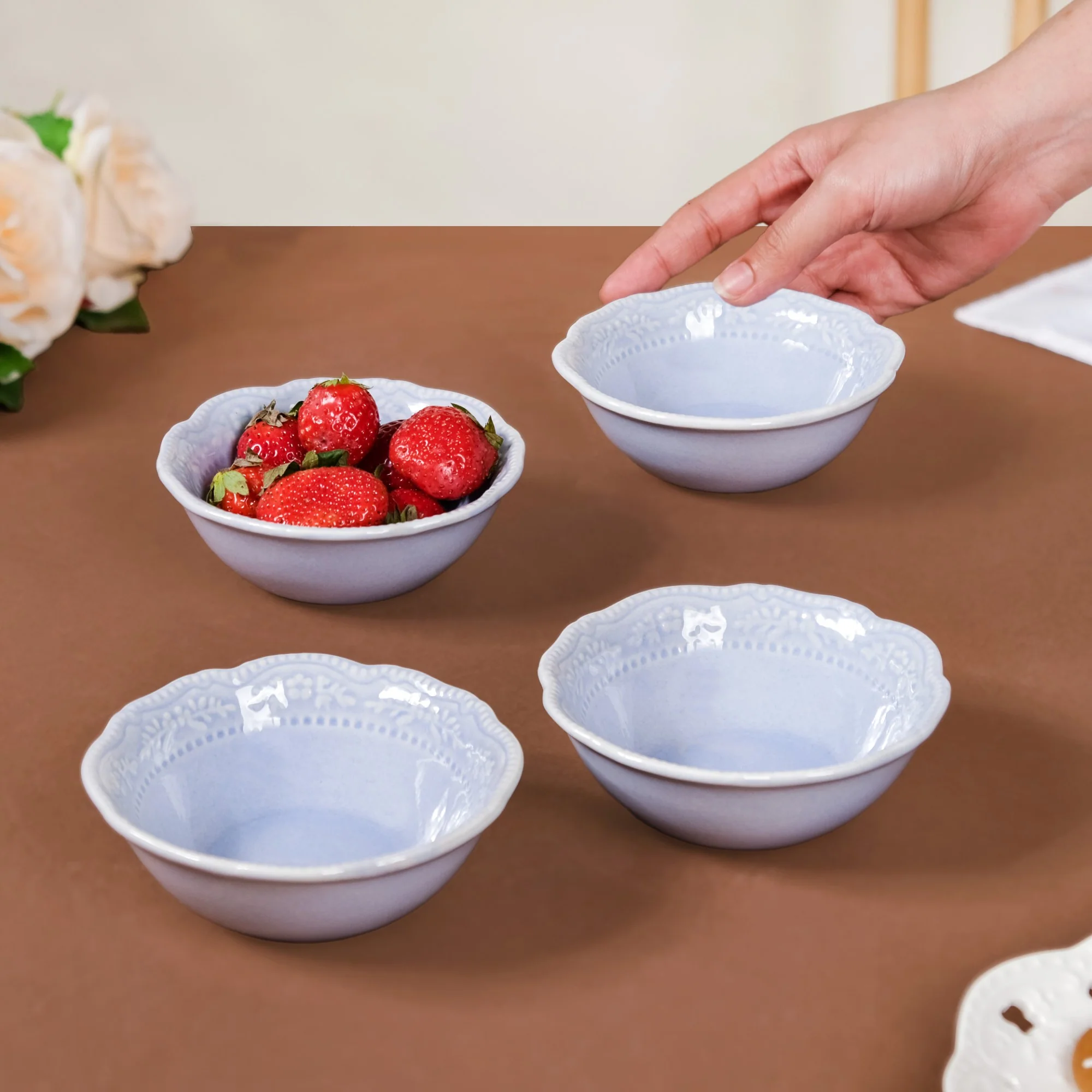 Lavender Vintage Ceramic Bowl Set Of 4 150ml - Image 2