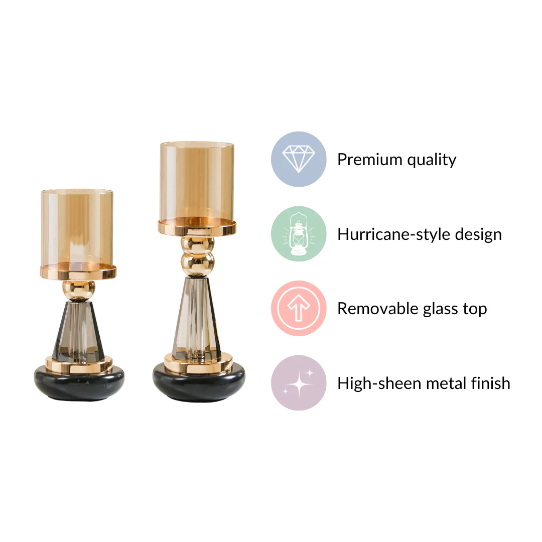 Lavish Crystal Hurricane Candle Holder Set Of 2 - Image 4