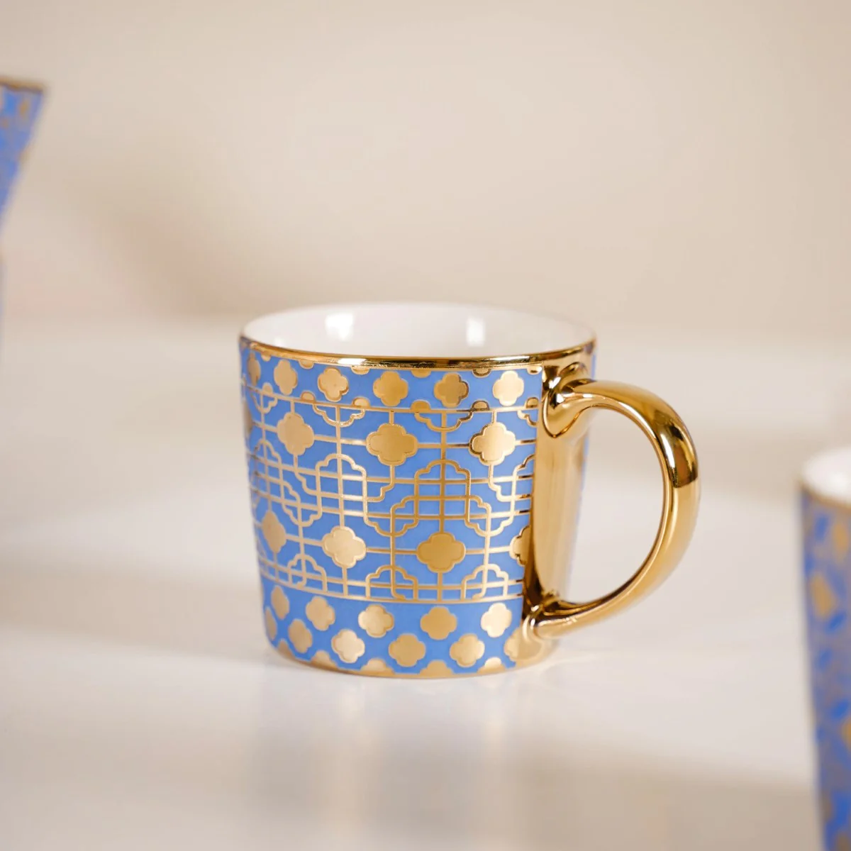 Lavish Gold Teacup Set of 6 Blue 280ml - Image 7