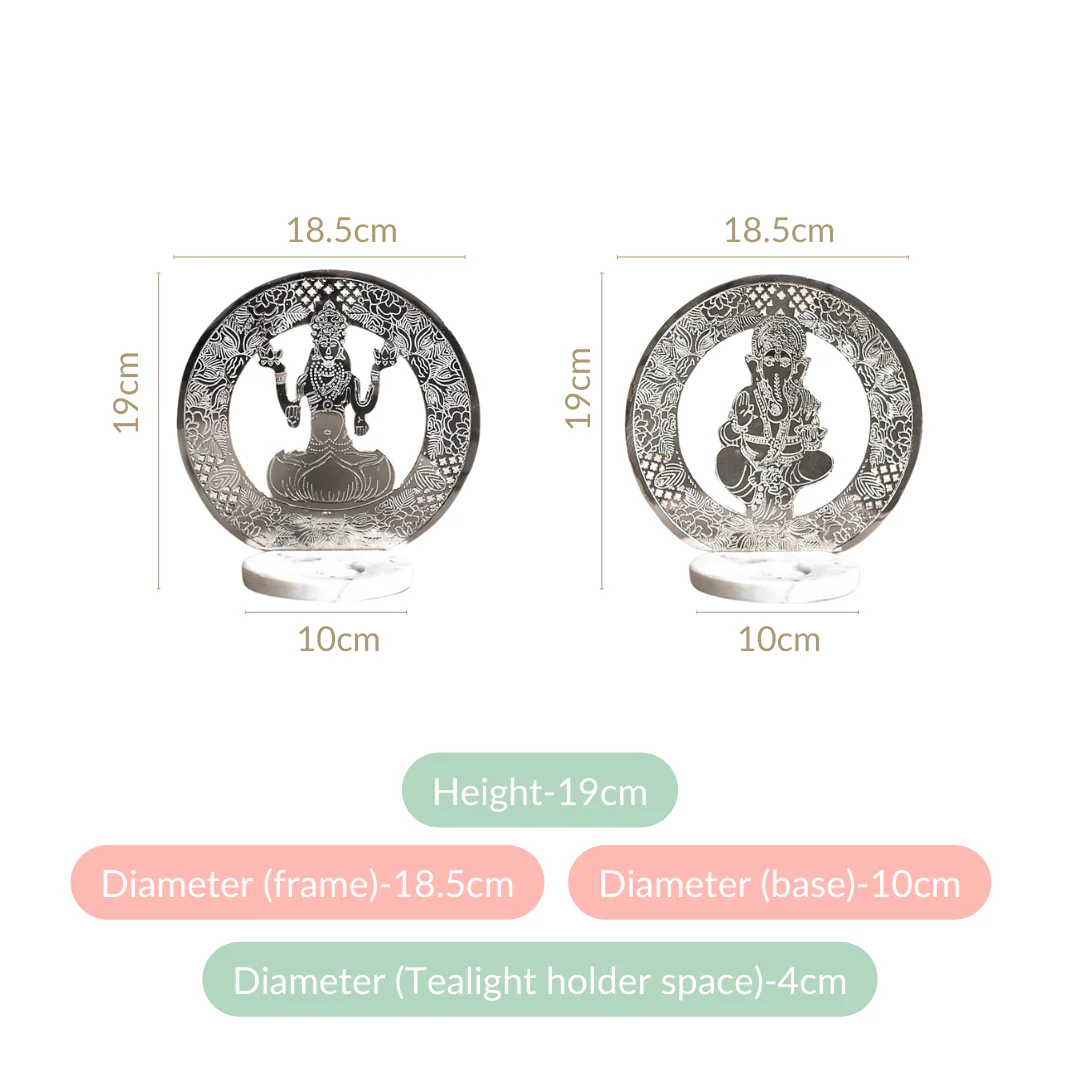 Laxmi Ganesh Metal Tealight Candle Holder Set Of 2 - Image 4