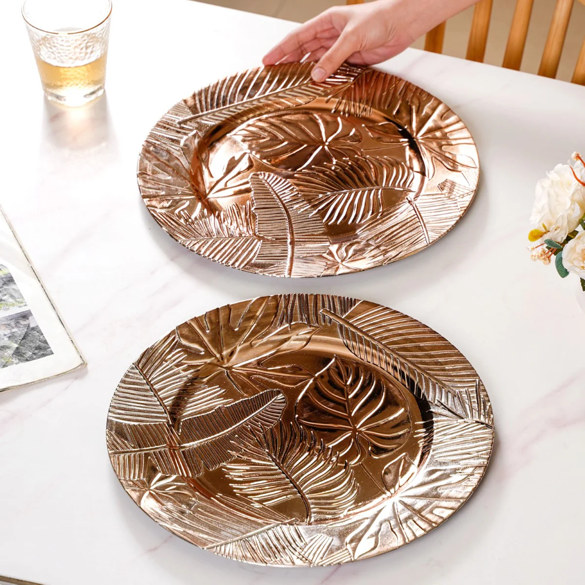Leaf Embossed Charger Plate Set Of 6 12 Inch - Image 3