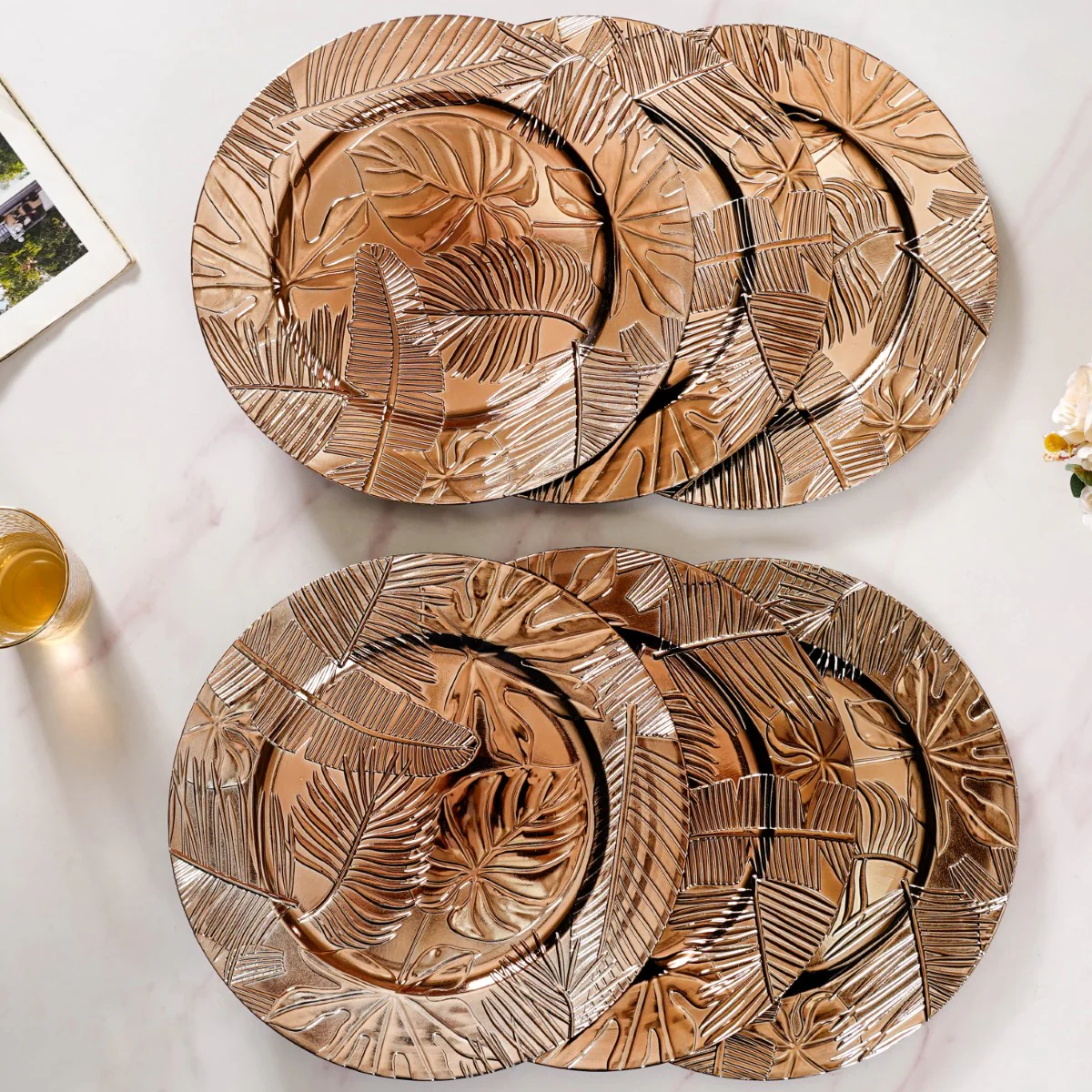 Leaf Embossed Charger Plate Set Of 6 12 Inch - Image 4