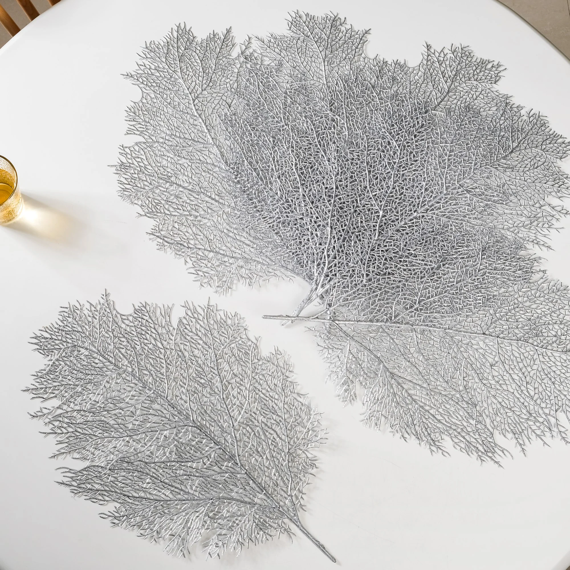 Leaf Shaped Silver Table Mat Set Of 6 - Image 3