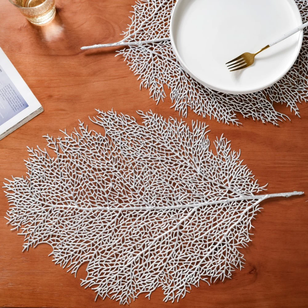 Leaf Shaped Silver Table Mat Set Of 6 - Image 4