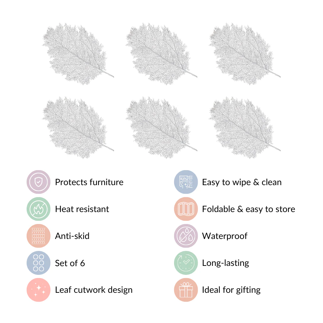 Leaf Shaped Silver Table Mat Set Of 6 - Image 6
