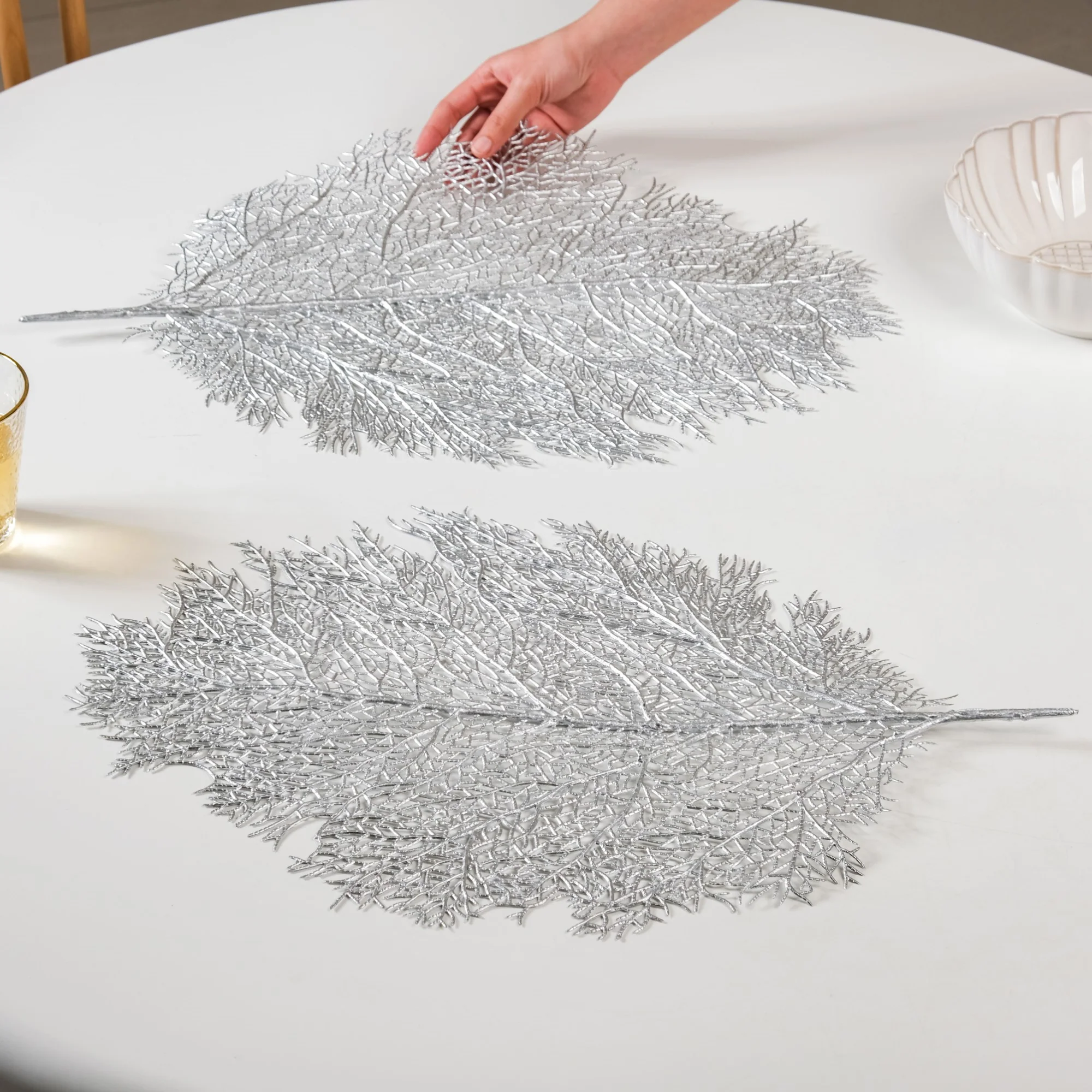 Leaf Shaped Silver Table Mat Set Of 6 - Image 9
