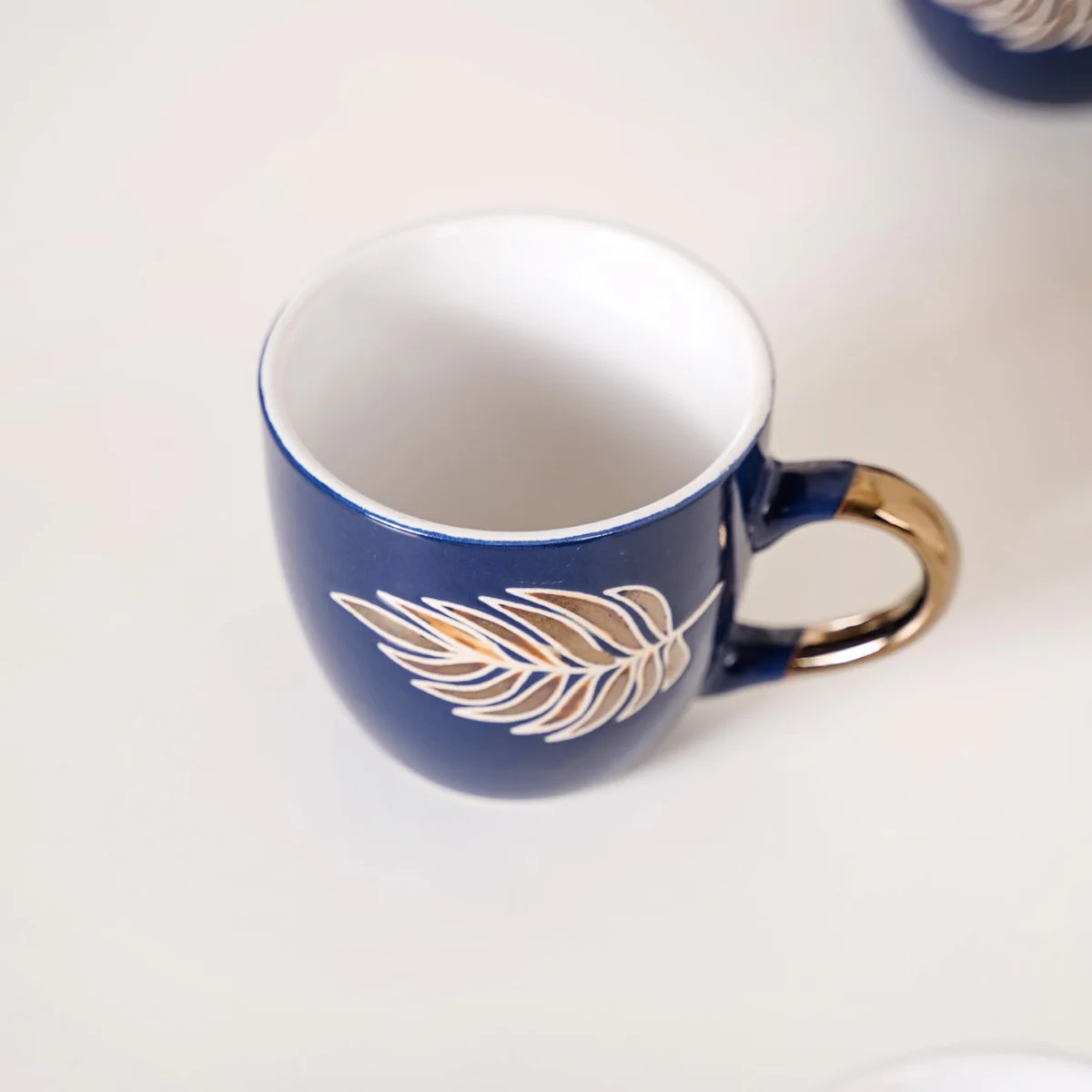 Luxe Leaf Tea Cup Set Of 6 Navy Blue 250ml - Image 7