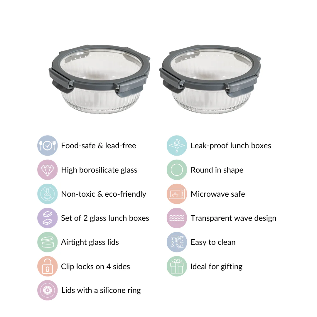 Leakproof Fluted Glass Microwave Safe Container Set Of 2 950ml - Image 6