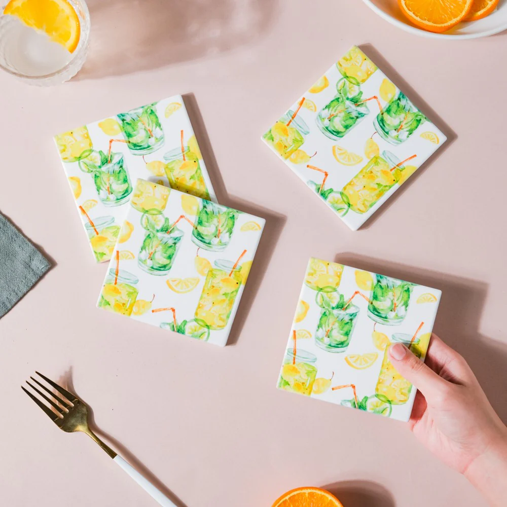 Lemonade Matte Ceramic Coaster Set Of 4 - Image 3
