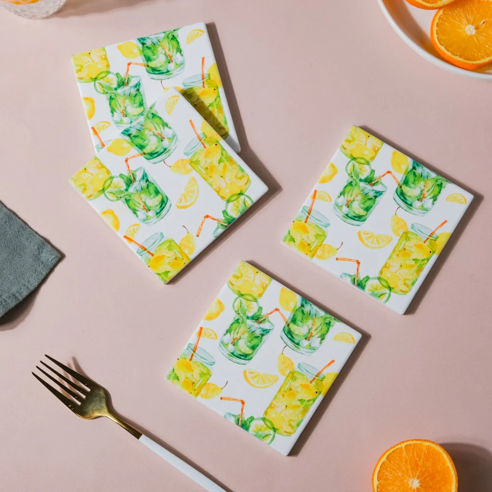 Lemonade Matte Ceramic Coaster Set Of 4 - Image 4