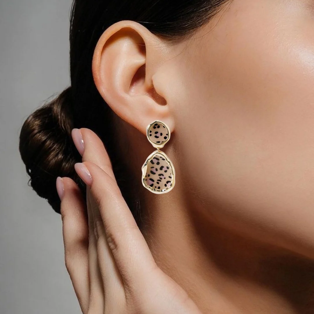 Leopard Print Dangler Earrings - Image 2