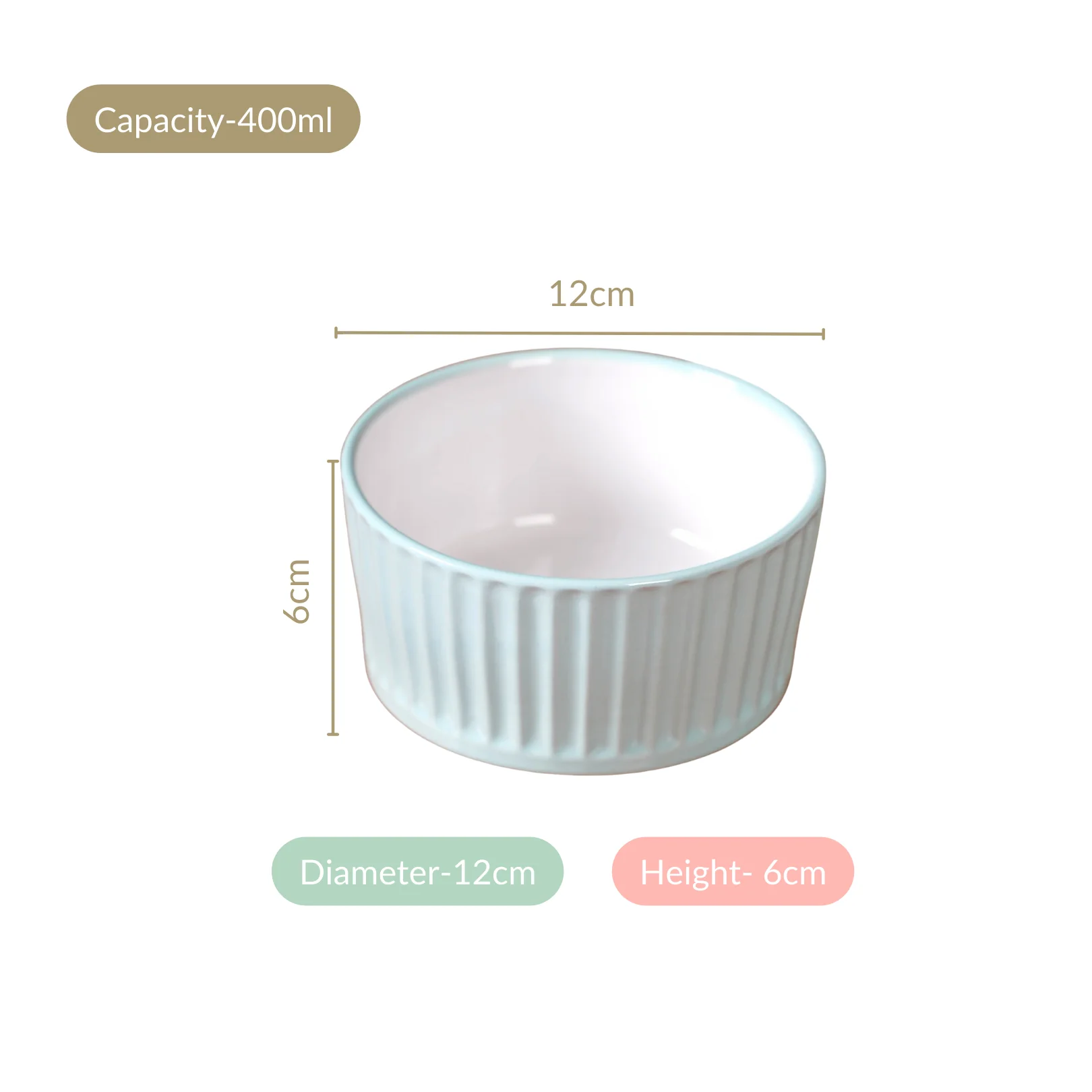 Light Blue Cresta Ceramic Snack Bowl Set Of 6 400ml - Image 4
