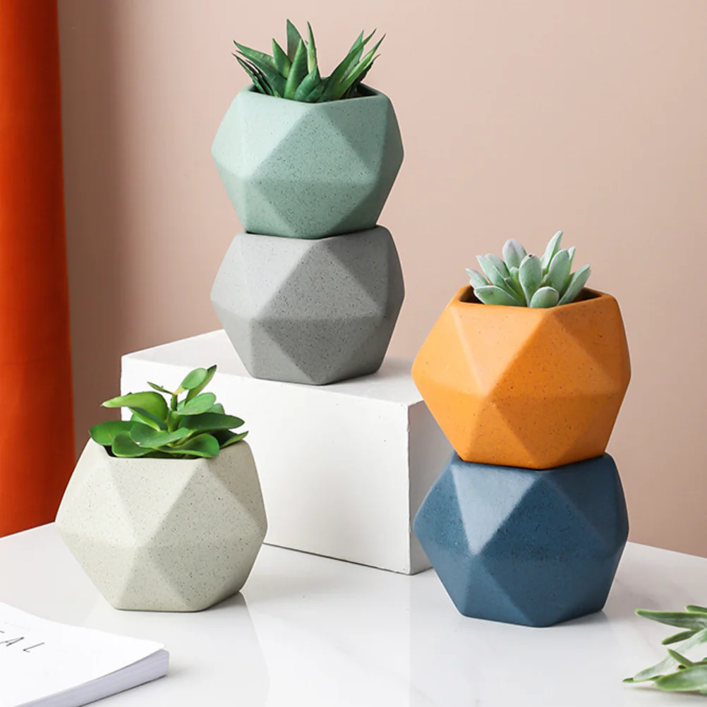Light Grey Abstract Plant Pot - Image 10