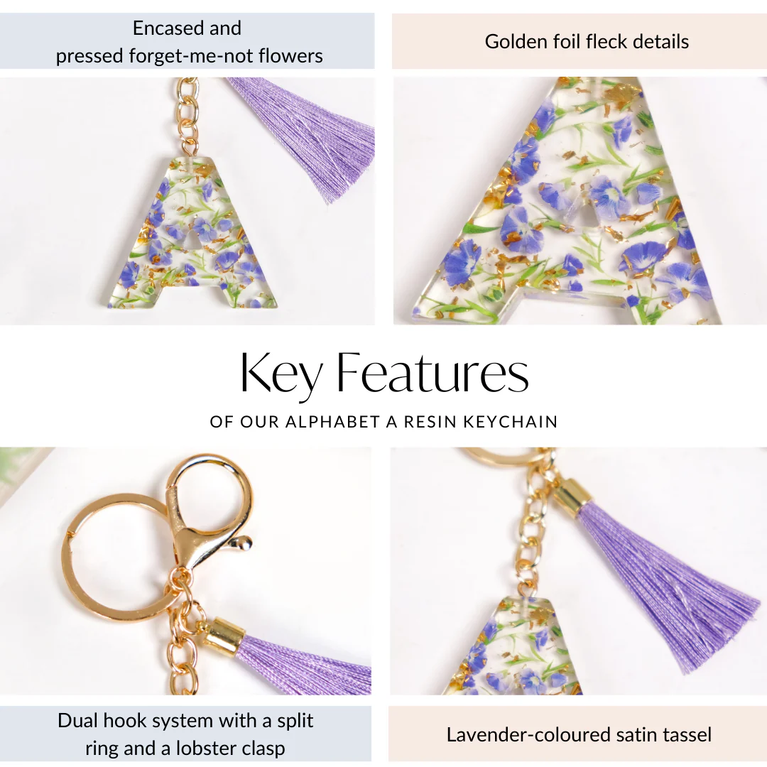 Lilac Dreams Alphabet A Resin Keychain - Image 5