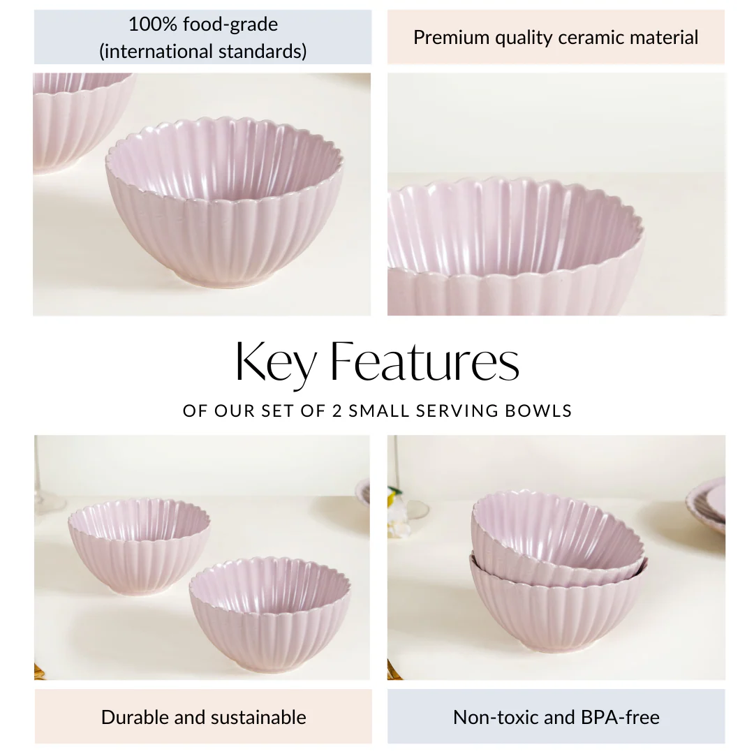 Lilac Scallop Serving Bowls Set Of 2 Small 800ml - Image 4