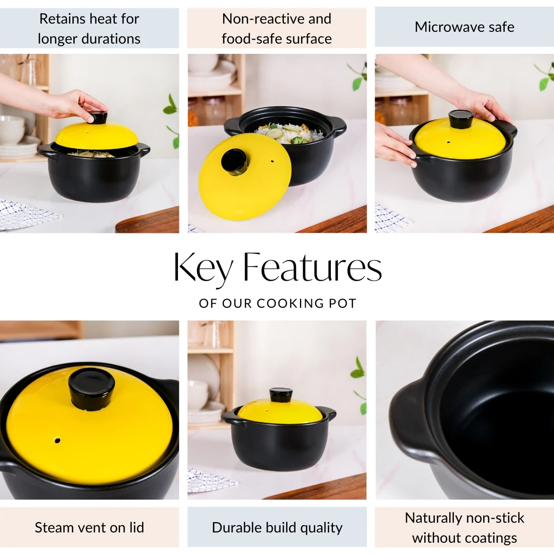 Limonelle Ceramic Cooking Casserole With Lid Flame Safe 2300ml - Image 4
