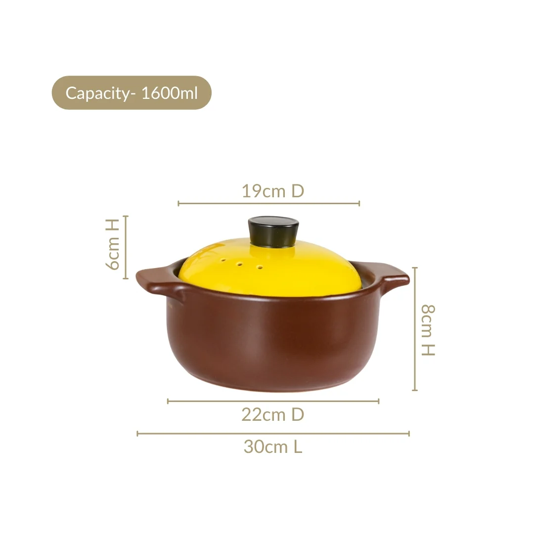 Limonelle Flame Safe Ceramic Cooking Pot 1600ml - Image 3