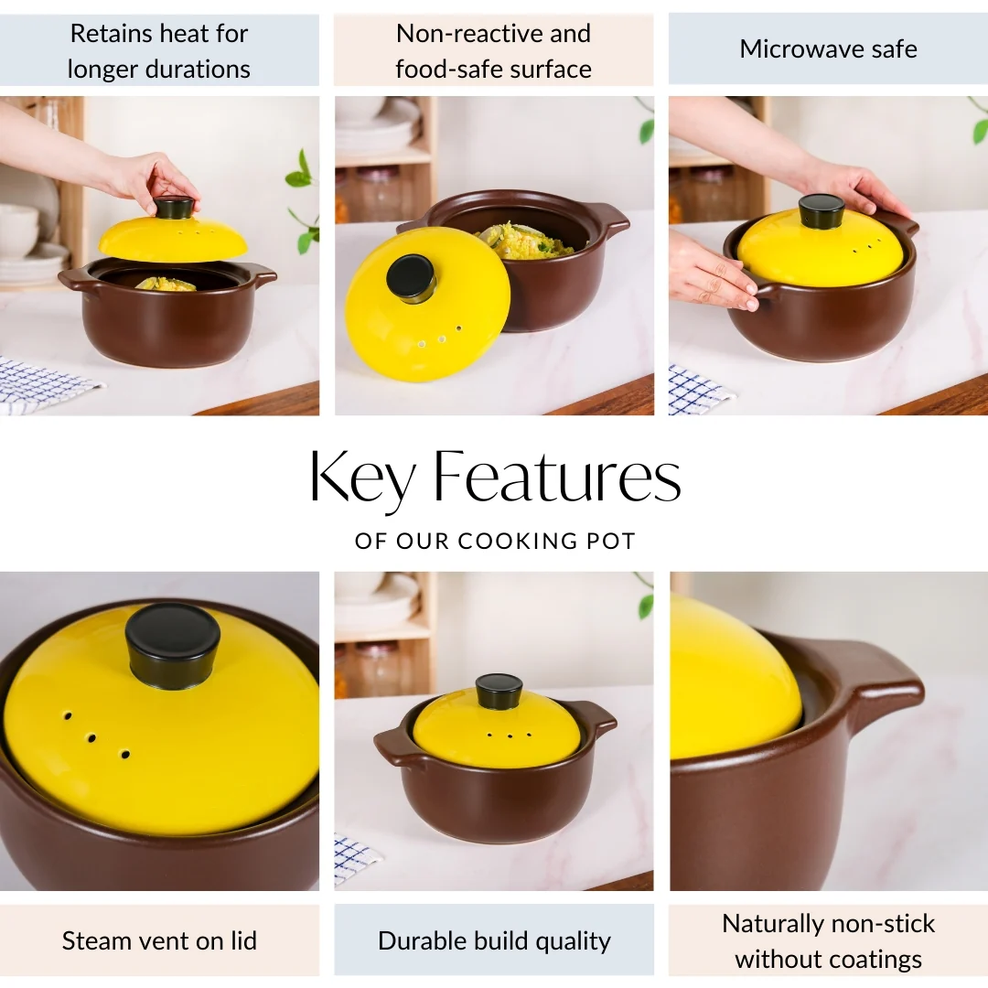 Limonelle Flame Safe Ceramic Cooking Pot 1600ml - Image 4