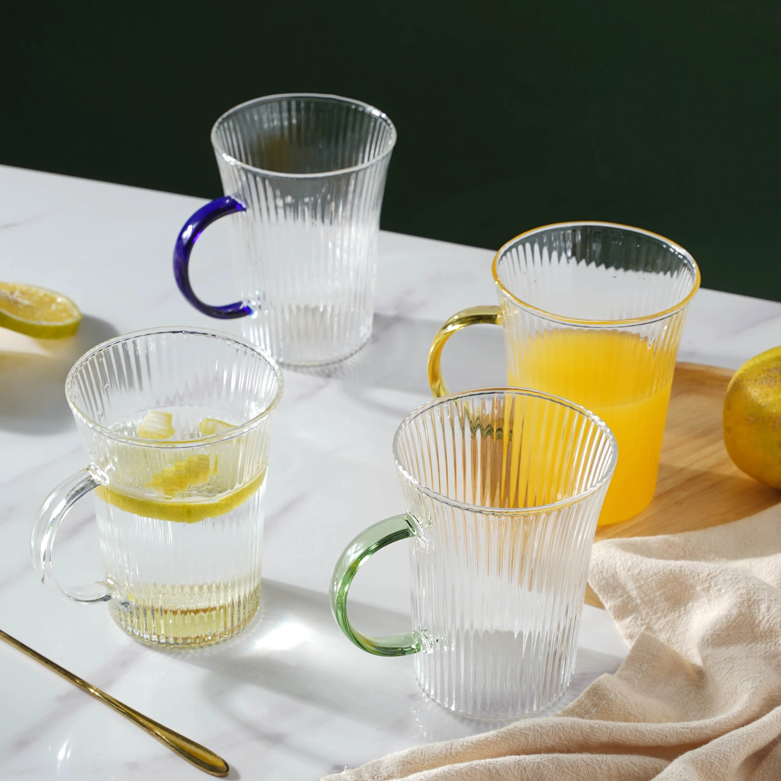 Lined Glass Tea Cup Set Of 2 - Image 2