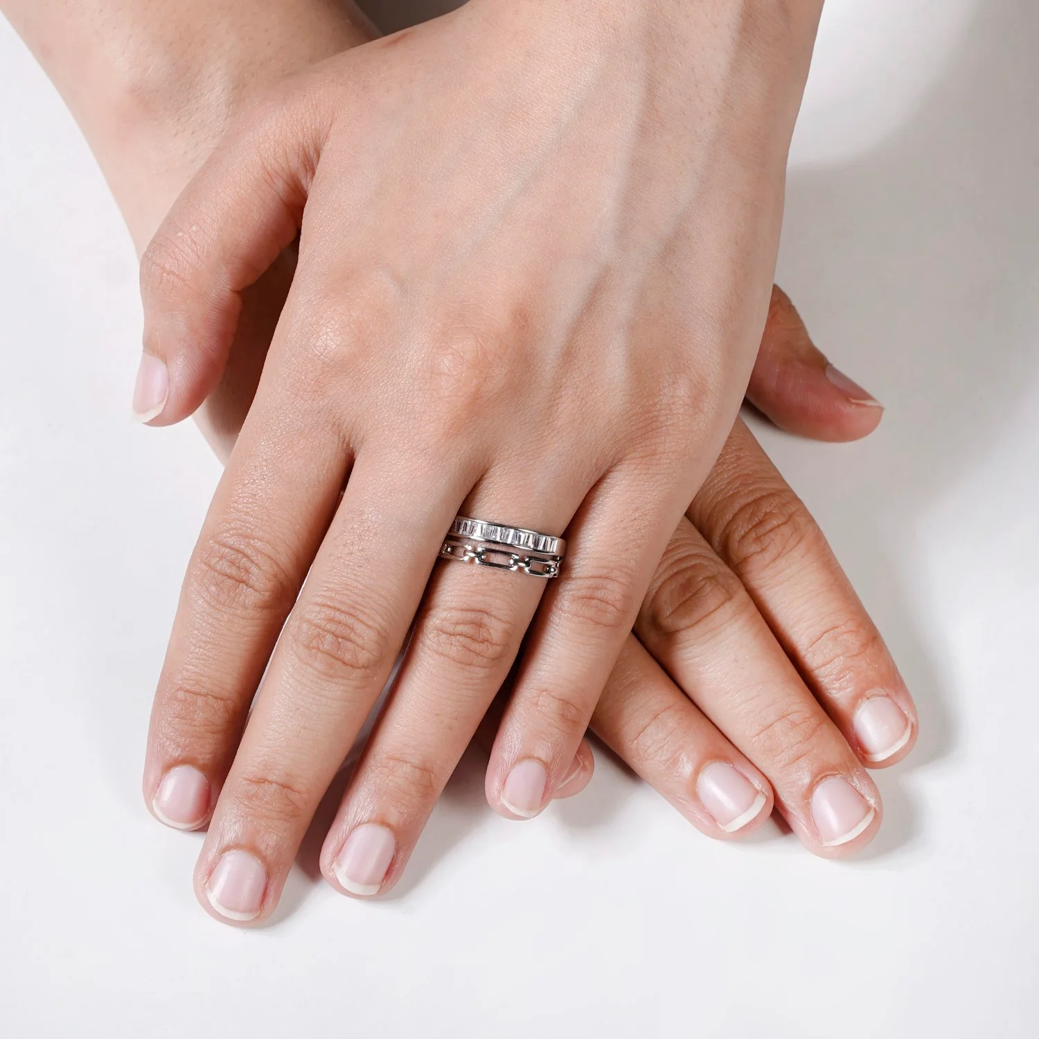 Linked With Love Duo Band Silver Ring - Image 2