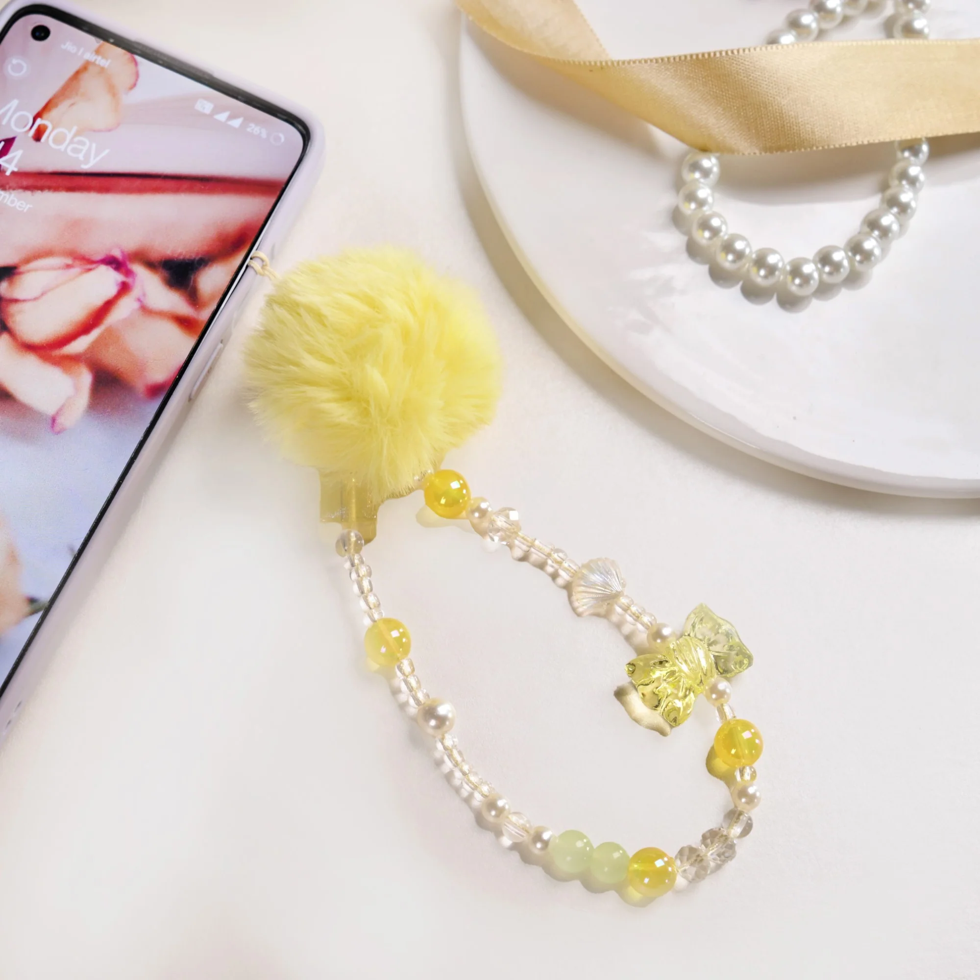 Little Miss Sunshine Phone Strap With Pom Pom - Image 3