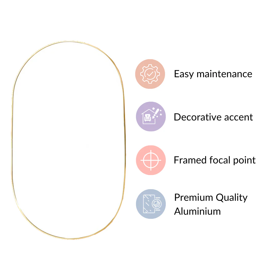 Living Room Oval Mirror Gold Large - Image 6