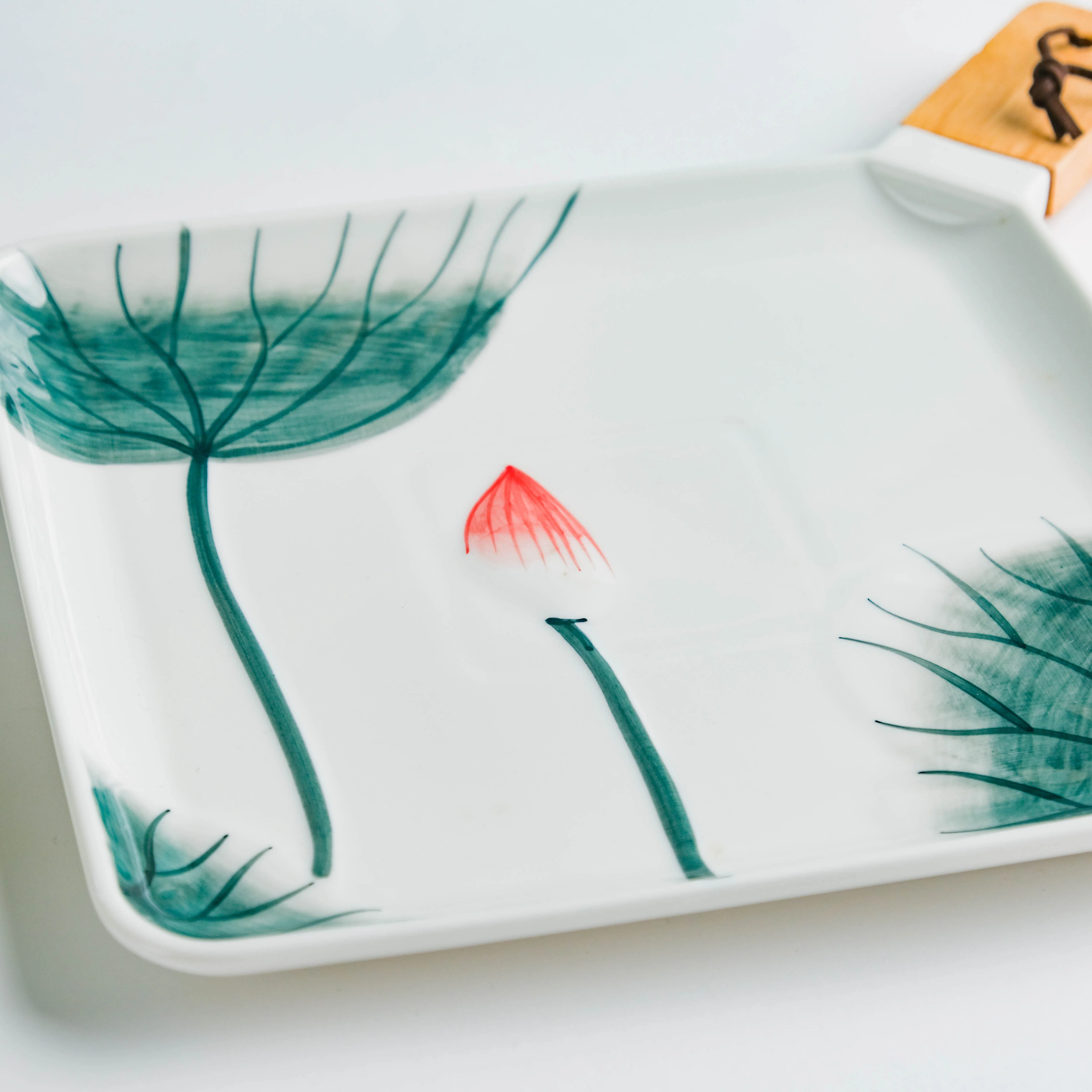 Lotus Leaf Square Platter With Handle 12 Inch Large - Image 6