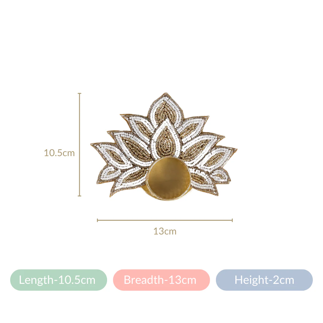 Lotus Tealight Candle Holder Set of 4 White - Image 9