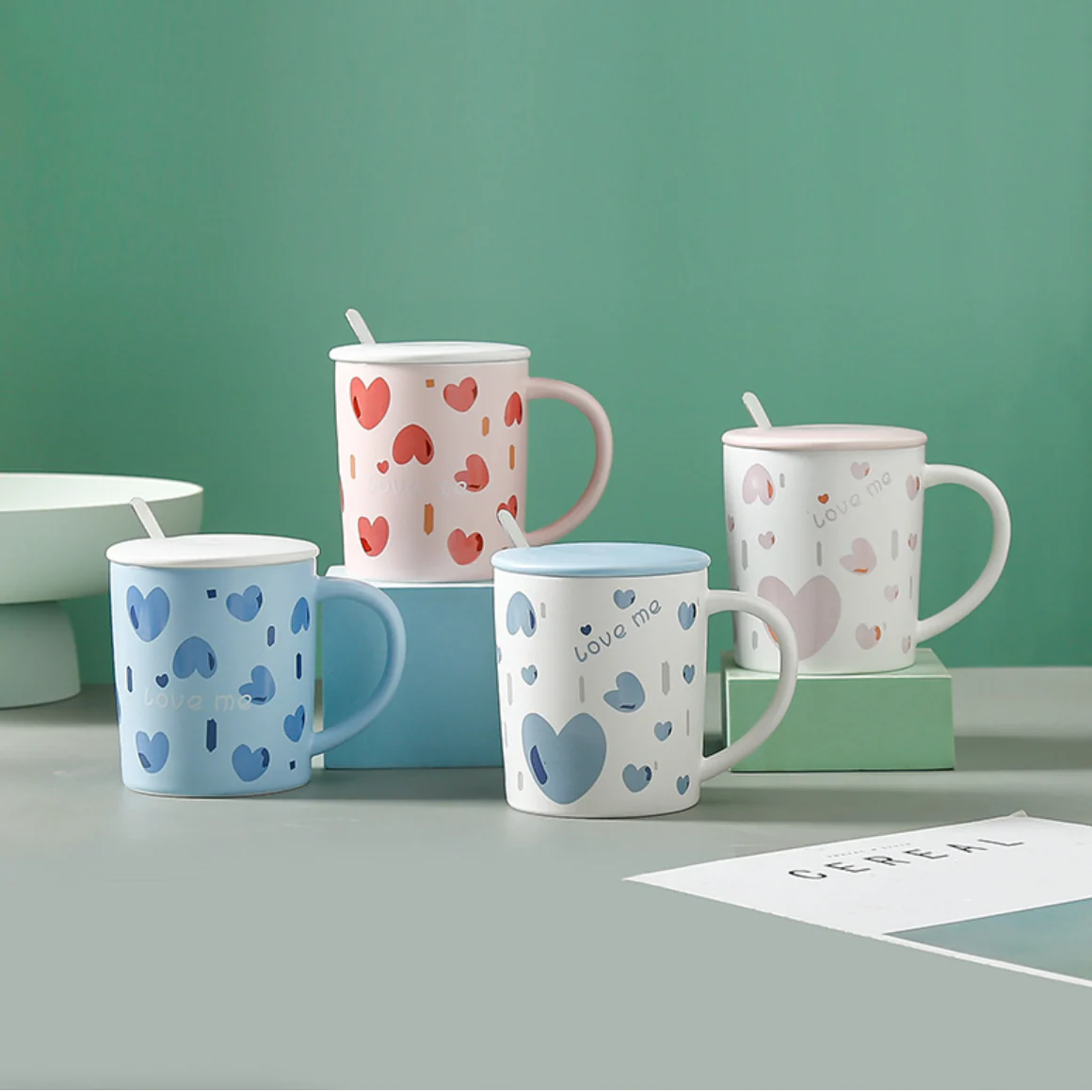 Love Design Mug with Lid - Image 11